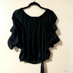VINCE CAMUTO Women's Black Short Puff Sleeve Off-The-Shoulder w bow Size S